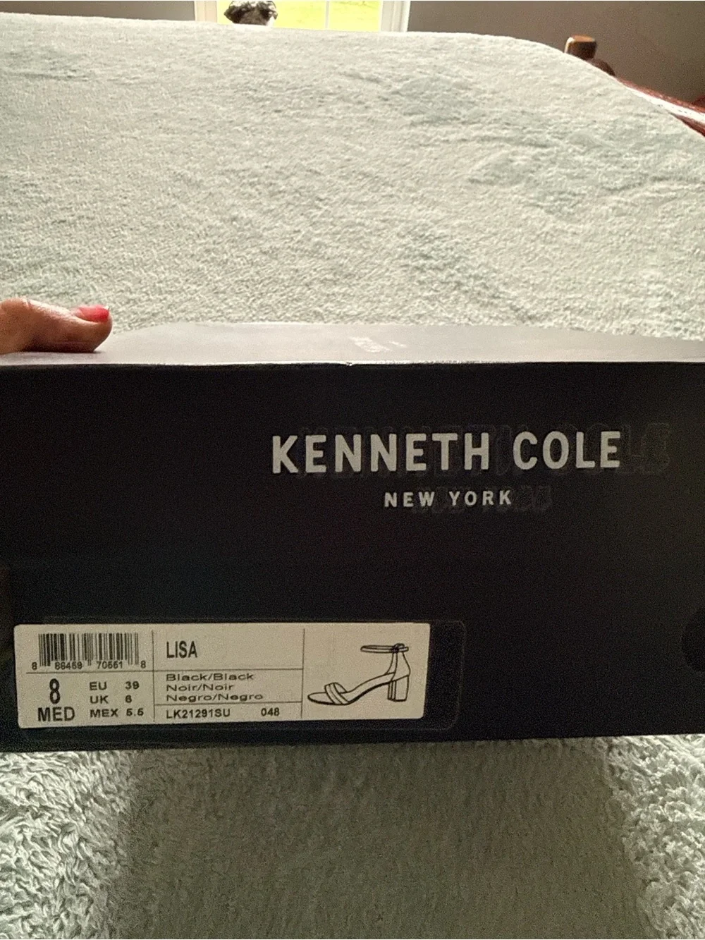 Kenneth Cole Black Suede Open-Toe Ankle Strap Heels